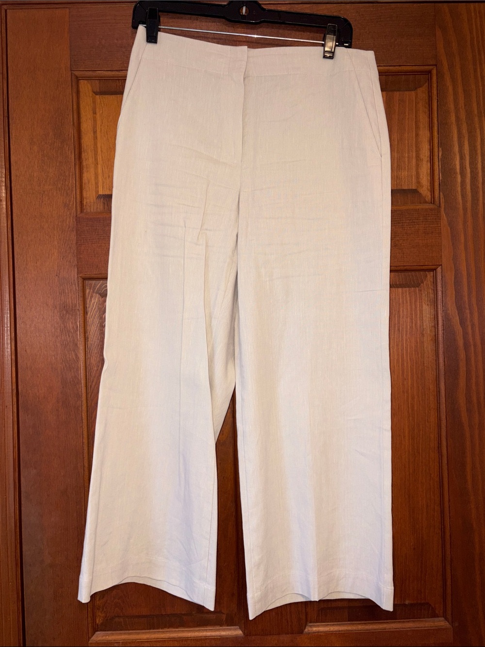 Theory Cream Wide-Leg Linen Blend Pants